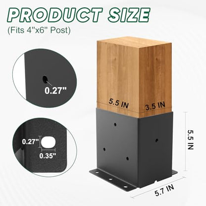 4"X6" Post Base 4PCS,Post Brackets(Inner Size 3.6"x5.6") 2mm Thick - size: 4''X6''