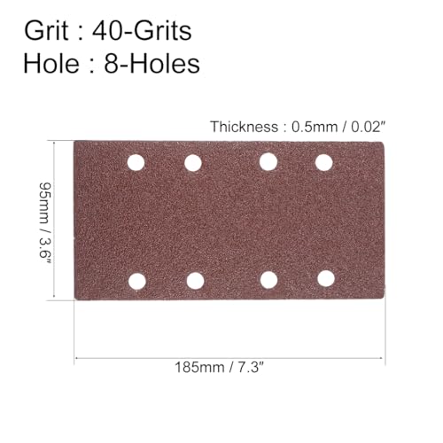uxcell 40 Grit 1/3 Sanding Sheet Sander Sandpaper Hook and Loop Pads 8 Hole 10pcs - size: 40 Grit