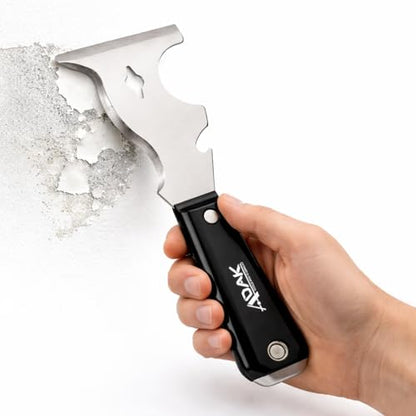 ADAK 10-in-1 Paint Scraper and Painter’s Tool, Multi-Purpose Putty Knife & Spackle Scraper for Wood, Metal & Wall Repair, Heavy-Duty Scraping Tool for Painting, Cleaning & Home Improvement