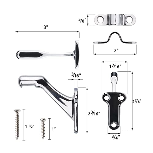 Triumph Hardware,3 Pack,3" Heavy Duty Handrail Bracket Polished Chrome,Stair Railing Bracket - color: Polished Chrome