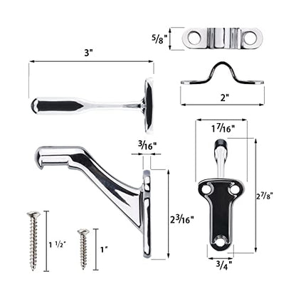 Triumph Hardware,3 Pack,3" Heavy Duty Handrail Bracket Polished Chrome,Stair Railing Bracket - color: Polished Chrome