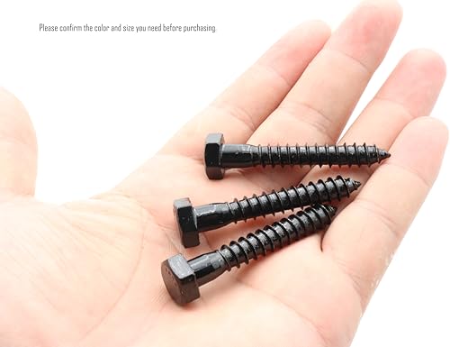 LBY 13pcs Lag Screws, 5/16" x 2" Hex Head Lag Screws Bolts (with Washers), Heavy-Duty Wood Screws for Decking & Structural Fastening, 304 Stainless Steel, (Black) - size: 5/16" x 2"