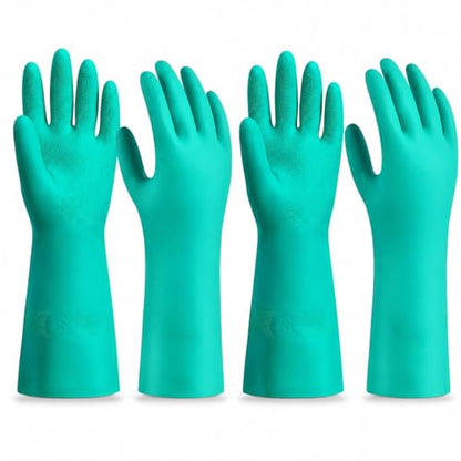 15 Mil Chemical Resistant Nitrile Gloves, Latex free Durable Cleaning Gloves, Resist Acid, Alkali, Solvent and Oil - color: 2 Pair-green, size: X-Large