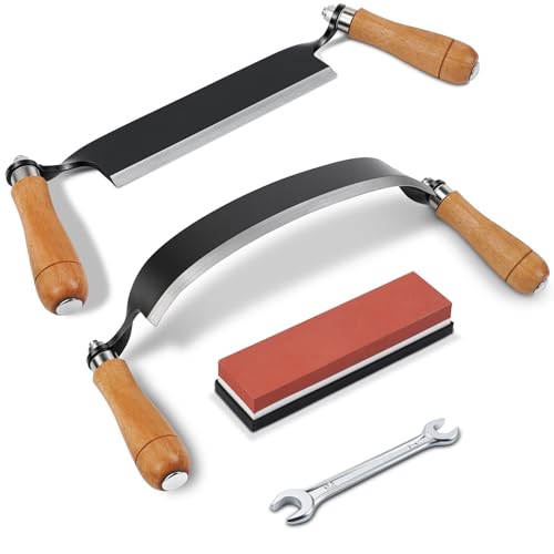 2 PCS Draw Knife Set, 8" Straight & 10" Curved Debarking Tool - size: 8" Straight & 10" Curved