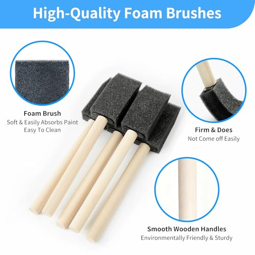 50 Pcs Foam Paint Brushes Set, 1 Inch, for Painting, Staining, Varnish - size: 50PCS 1"
