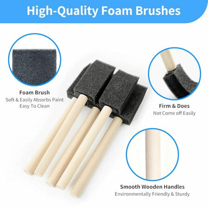 50 Pcs Foam Paint Brushes Set, 1 Inch, for Painting, Staining, Varnish - size: 50PCS 1"