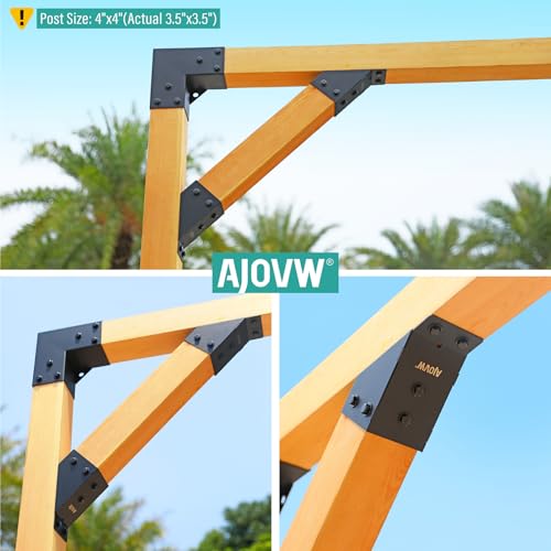 8Pcs 45 Degree Pergola Angle Support Brackets, 4x4 Wood Connector - size: 4"×4"-A