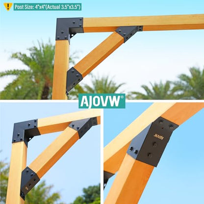 8Pcs 45 Degree Pergola Angle Support Brackets, 4x4 Wood Connector - size: 4"×4"-A