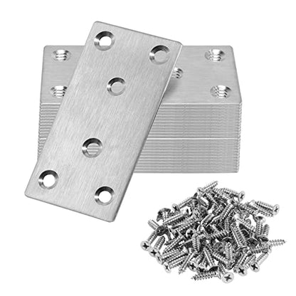 80 x 40 x 2mm Flat Mending Plate - Stainless Steel - Silver - 6Pcs - color: Silver, size: 80 x 40 x 2mm