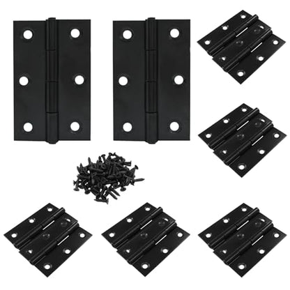 12PCS 2.5 Inch Stainless Steel Door Folding Butt Hinges, Black - style: 12Pcs 2.5" Black