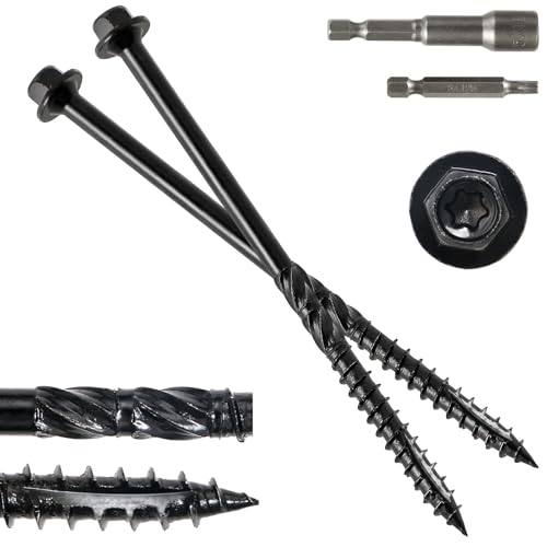 #14 x 6 Wood Structural Screws - color: Black, size: 6 Inch