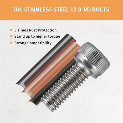 M3 x 5mm Socket Head Cap Screws, 304 Stainless Steel, 200 Pack - size: M3 x 5mm