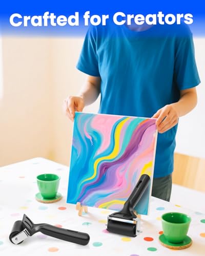 UCEC 6in Brayer Roller for Printmaking, Durable Rubber for Gluing & Paint - color: 6 Inch-Black