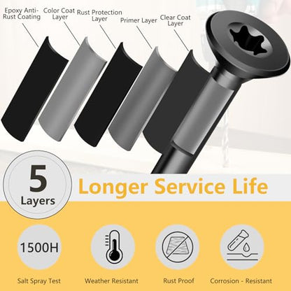 Deck Screws 1-1/2 Inch, Wood Screws #8×1-1/2", 140 Pcs Black - color: Black, size: #8×1-1/2"