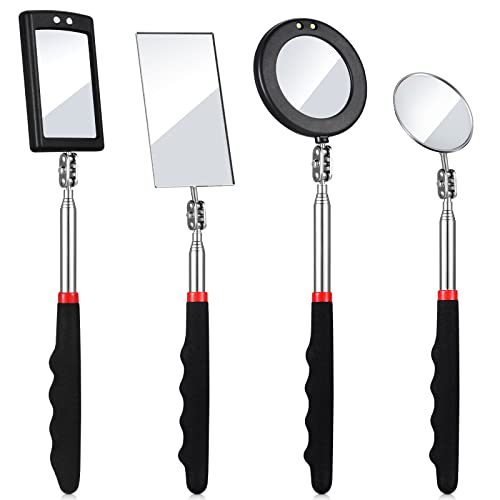 BBTO 4 Pcs LED Telescoping Inspection Mirror,Classic Style,Various Sizes - size: Various Sizes, style: Classic Style