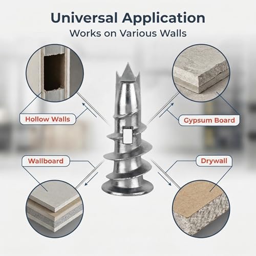 50 Zinc Self-Drilling Drywall Anchors with 50#8 x 1-1/4" Screws