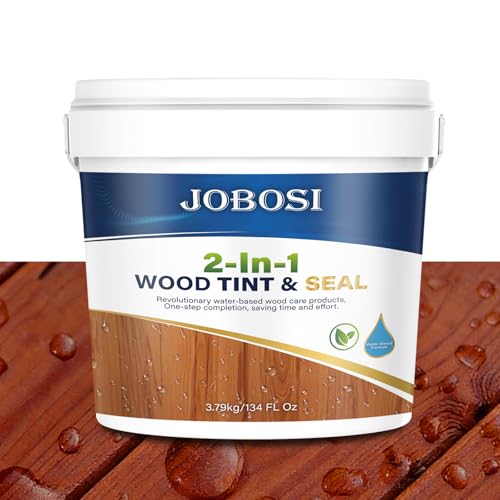 Advanced Wood Stain&Sealer, (Redwood, 1 Gallon), Enhances Wood Grain, Waterproof, Flexible, Crack Resistant, Weather Resistant, Non-Toxic Environmentally Friendly, to Wooden, Furniture, Fence, Shed - color: Redwood, size: 1 Gallon