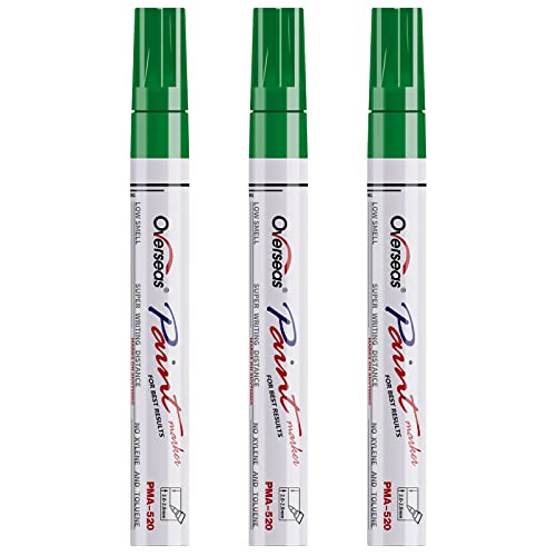 Overseas Green Paint Pens Permanent Markers, 3 Oil Based Paint Makrers - color: Green