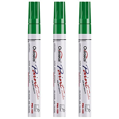 Overseas Green Paint Pens Permanent Markers, 3 Oil Based Paint Makrers - color: Green