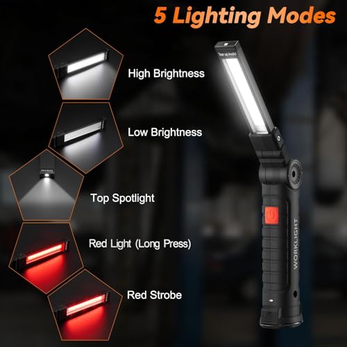 6Pack Magnetic Rechargeable LED Work Light/Flashlight for Mechanics - size: 6 Pack