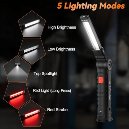 6Pack Magnetic Rechargeable LED Work Light/Flashlight for Mechanics - size: 6 Pack