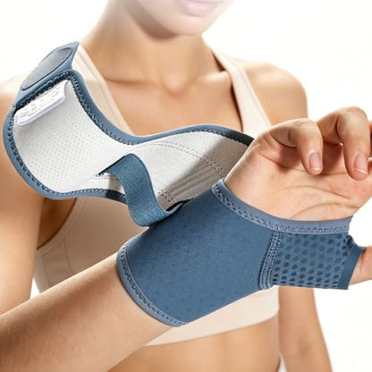 Wrist Brace with Soft-Touch Fabric, Breathable Compression Support - color: Blue, size: L/XL