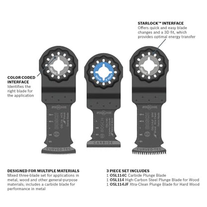 Bosch OSL003VP 3 pc. Starlock Oscillating Multi-Tool Accessory Blade Set