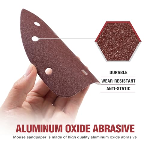 S SATC 36 PCS Mouse Sander Sandpaper 6 Holes Detail Sander Sandpaper Palm Sander Paper Hook and Loop Mouse Sanding Pads Assorted 60/80/100/120/180/240 Grit - style: 36PCS 6 Hole 60/80/100/120/180/240 Grit