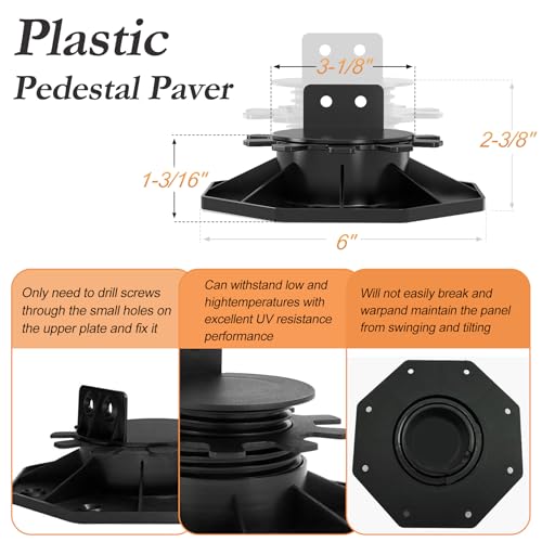 30 PCS Adjustable Deck Support Deck Blocks Plastic Pedestal Paver - size: Raising 1-3/16" to 2-3/8"