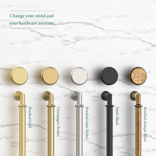 Amerdeco 10 Pack Brushed Antique Brass Cabinet Knobs 4 Inch(102mm) Single Hole Zinc Solid Kitchen Cabinet Handles Round Cabinet Drawer Pulls - color: Brushed Antique Brass, size: 4" hole center