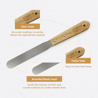 7-Piece Professional Caulking Spatula Set with Wooden Handle - color: 7PCS
