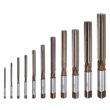 uxcell 11pcs Hand Reamers Set 3mm 4mm 5mm 6mm 8mm 10mm 12mm 14mm 16mm 18mm 20mm H8 Metric Alloy Steel Reamer Bit Straight Flutes Steel Cutting Tool for Metal Wood Hole Reaming - style: H8