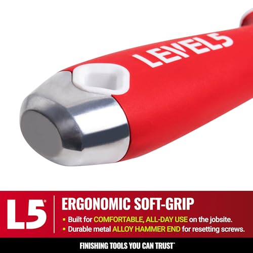 LEVEL5 4” Trim Puller & Multi-Tool | Baseboard and Trim Removal, Caulk Removal, Scraping, Pulling Brad Nails | Metal Hammer End & Soft-Grip Handle | 5-203