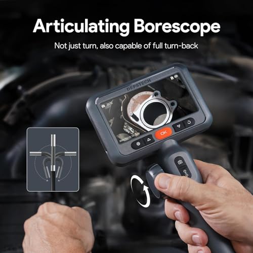 DEPSTECH 4.5" Articulating Borescope, HD Inspection Camera with Light 5FT - size: 5FT, style: Single Lens