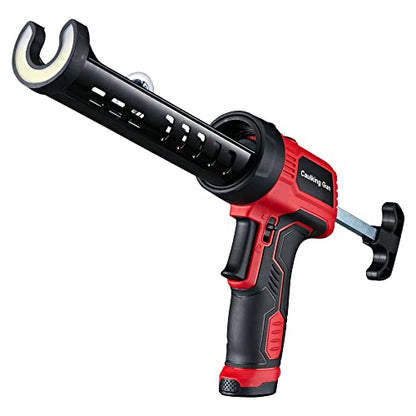 Caulk Gun, Non-Drip Electric Caulking Gun with 300 KG Thrust, Cordless Silicone Tool Gun with Constant Flow Tech, Lightweight 10oz Caulk Guns with LED Light