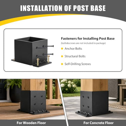 2 Pack 6x6 Post Bases Heavy Duty Brackets (Fits Actual 5.5"x5.5") - size: 6x6- 2pcs