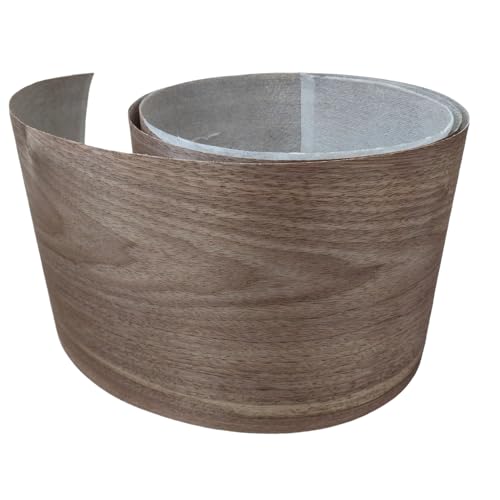Black Walnut Wood Veneer Sheet,Flat Cut,8.5''x 98'',Iron On Stick Veneer Roll Without Paper,Pre-glued Hot Melt Self Adhesive Walnut Tape for Cabinet Furniture Plywood Laminate Speaker Renovation - color: Black Walnut