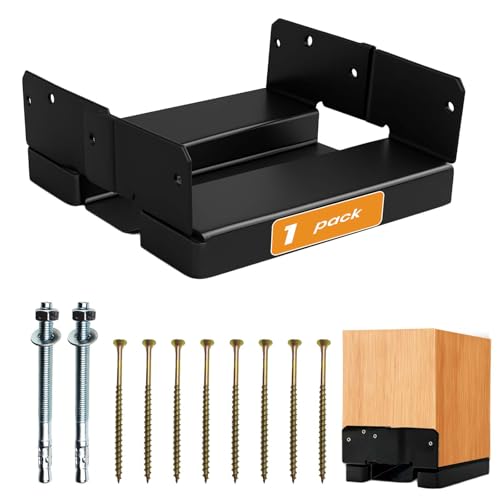 1 PCS 8x8 Post Base for Concrete Heavy Duty Black E-Coated - color: Black