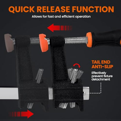 TACTIX 36" Steel Bar Clamps Set, 2-pack Quick-Release F Clamp with 2.4" Throat, 660 lbs Steel F Clamp for Woodworking, Metalworking, DIY - size: 36in