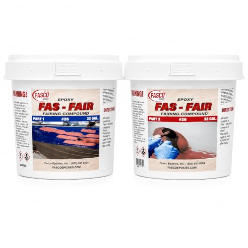 Fasco Epoxies Fas-Fair #26 Marine Epoxy Fairing Compound – 1 Gallon Kit, 1:1 Epoxy Filler Putty for Fiberglass, Aluminum, Steel & Wood Boat Repair – Easy Sanding, Non-Sag Formula