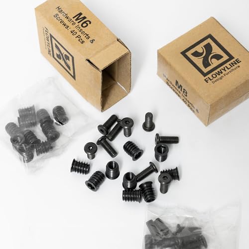 FLOWYLINE 40Pcs M8 Bolt & Threaded Insert Kit for Wood & Metal | | Screws Assortment Kit - size: M8