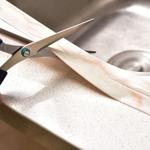 White Waterproof Caulk Tape PVC Self Adhesive Caulk Strip Joint Adhesive Shower Bathtub Joint Strip Bathroom Sealing Tape Kitchen Sealing Tape and Shower Tile Sealant - style: White