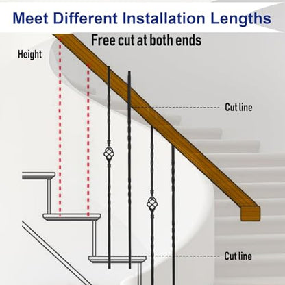 Sidasu 10-Pack Wrought Iron Balusters Knuckle Design - size: 10 pack, style: Knuckle Baluster