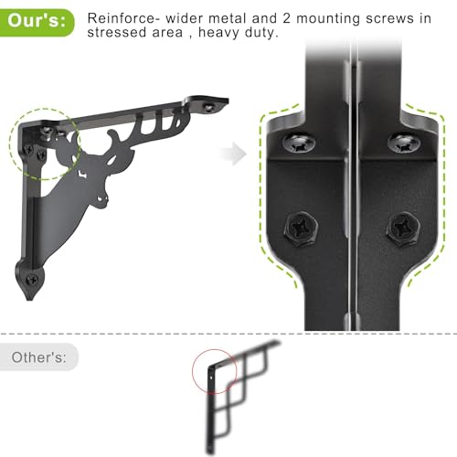 SELEWARE 4 Pack 10" Heavy Duty Shelf Brackets, Deer Decorative L Brackets - size: 10 Inch, style: Deer-4 pack