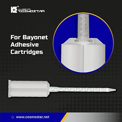 CosmoMix Helical Static Mixer Nozzle Tube Tip, Bayonet Connection, 6 Inches, 21 Elements, 10 Pieces Epoxy Mixing Nozzle Tip, For AB Glue Acrylic Adhensive Gun Mixer(RCS07-21S)