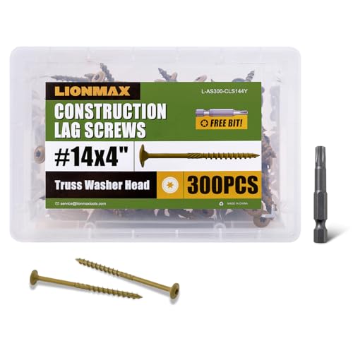 LIONMAX Lag Screws 4 Inch, Structural Wood Screws #14 x 4, 300-PCS, Bronze - color: Bronze, size: #14 x 4"