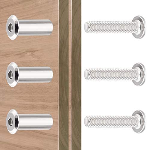 40 Sets Silver Furniture Connector Bolts M6x30mm Binding Screws for Wood - color: M6x30mm-D