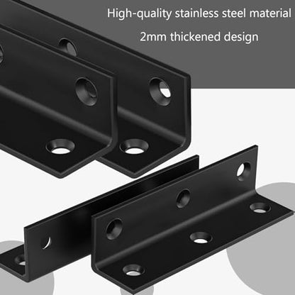 20 PCS Black Steel Corner Brackets 4 x 1 inch L Shaped Metal Angle Bracket with Screws, 100 MM 4 Inch Heavy Duty Corner Brace for Wood Furniture Rails, Bookshelf, Cabinet - size: 100x25MM