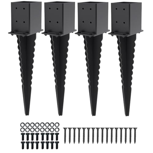 4 Pcs 4"x 4"Fence Post Anchor Ground Spike 22”(Fit 3.6"x 3.6") Post - size: 22 Inch