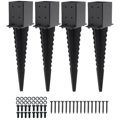 4 Pcs 4"x 4"Fence Post Anchor Ground Spike 22”(Fit 3.6"x 3.6") Post - size: 22 Inch